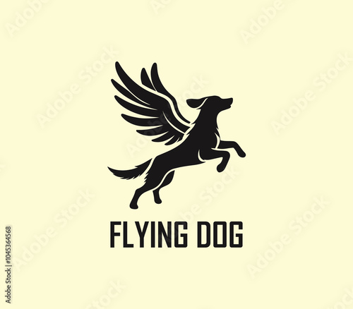 Dog with wings logo design. Flying dog logo. superhero dog animal logo template. Modern dog logo vector