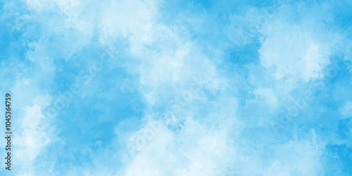 Horizon Spring Morning Sky with clouds, fresh and clear Blue sky and white clouds floated in the sky, there are small and large clouds alternating and moving slowly on blue sky.