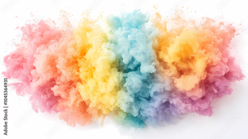 Fototapeta premium This stunning image showcases a captivating explosion of vibrant colors blending pink blue yellow and orange smoke to create an artistic and dreamy visual experience. Perfect for inspiring creativity