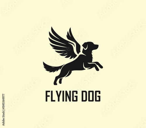 Dog with wings logo design. Flying dog logo. superhero dog animal logo template. Modern dog logo vector