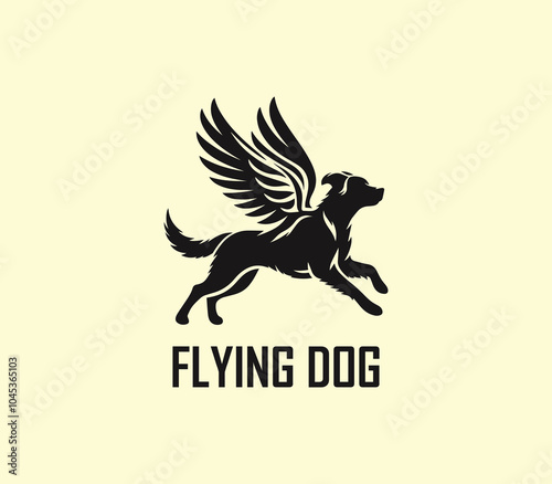 Dog with wings logo design. Flying dog logo. superhero dog animal logo template. Modern dog logo vector
