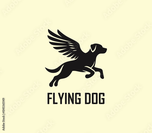 Dog with wings logo design. Flying dog logo. superhero dog animal logo template. Modern dog logo vector