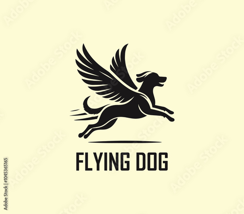 Dog with wings logo design. Flying dog logo. superhero dog animal logo template. Modern dog logo vector