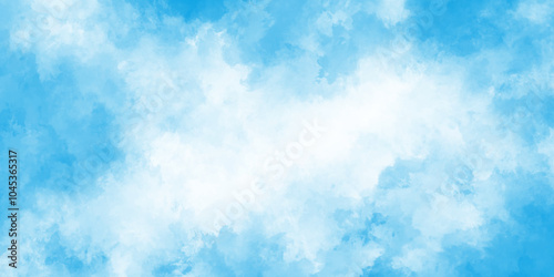 Horizon Spring Morning Sky with clouds, fresh and clear Blue sky and white clouds floated in the sky, there are small and large clouds alternating and moving slowly on blue sky.