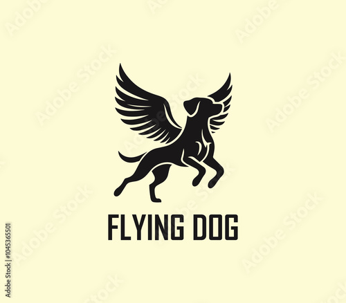 Dog with wings logo design. Flying dog logo. superhero dog animal logo template. Modern dog logo vector