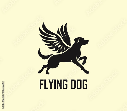 Dog with wings logo design. Flying dog logo. superhero dog animal logo template. Modern dog logo vector