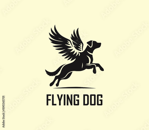 Dog with wings logo design. Flying dog logo. superhero dog animal logo template. Modern dog logo vector