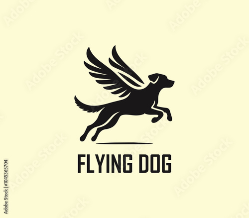 Dog with wings logo design. Flying dog logo. superhero dog animal logo template. Modern dog logo vector
