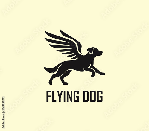 Dog with wings logo design. Flying dog logo. superhero dog animal logo template. Modern dog logo vector