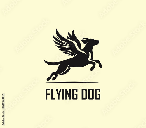 Dog with wings logo design. Flying dog logo. superhero dog animal logo template. Modern dog logo vector