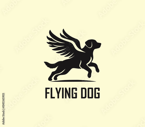 Dog with wings logo design. Flying dog logo. superhero dog animal logo template. Modern dog logo vector
