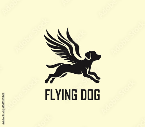 Dog with wings logo design. Flying dog logo. superhero dog animal logo template. Modern dog logo vector