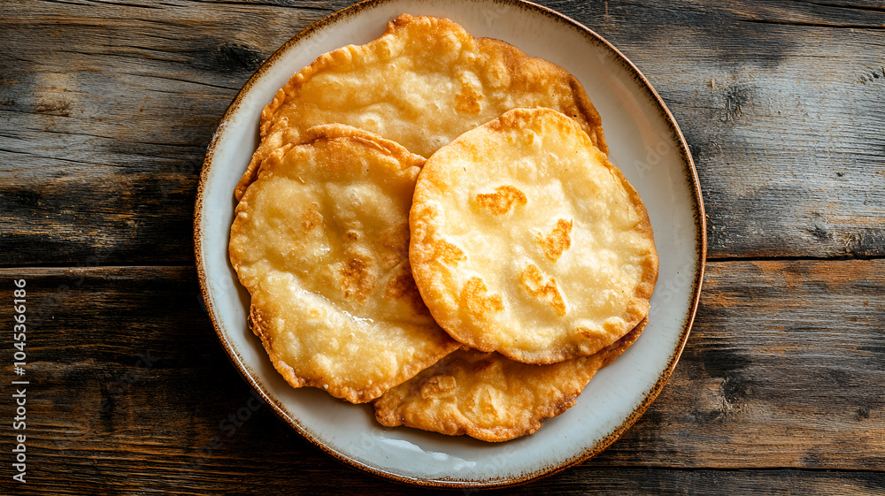 Some fried delicious frybread scene on a plate Some fried delicious frybread scene on a plate