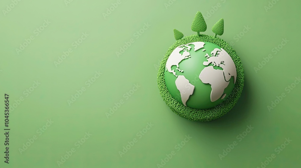 A green earth globe surrounded by grass and trees, symbolizing environmental sustainability and eco-friendliness, perfect for eco-conscious themes. A green earth globe surrounded by grass and trees, symbolizing environmental sustainability and eco-friendliness, perfect for eco-conscious themes.