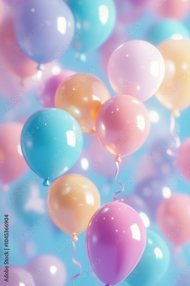 Colorful Balloons Floating in a Soft Background Colorful Balloons Floating in a Soft Background