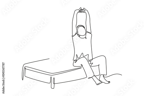 Wake Up concept. Single line draw design vector graphic illustration.