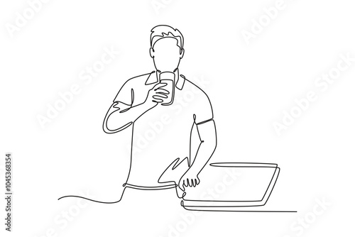 Wake Up concept. Single line draw design vector graphic illustration.