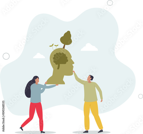 Environmental psychology for individual and environment surrounding.flat design with people.