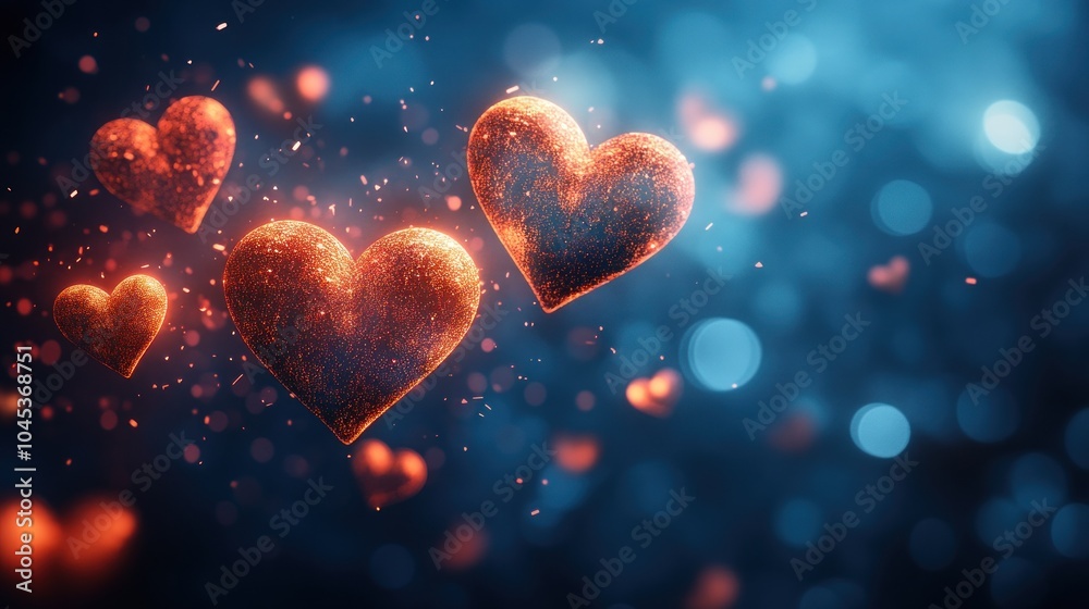 Glowing Hearts in a Magical Atmosphere Glowing Hearts in a Magical Atmosphere