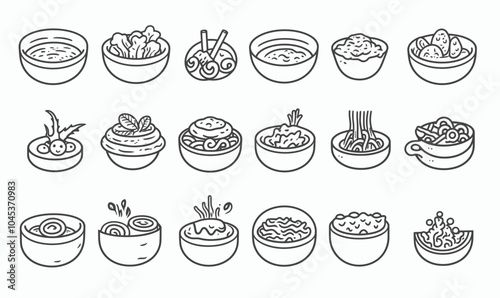 Vegatable dish, poke bowl food and healthy salad set. on white background