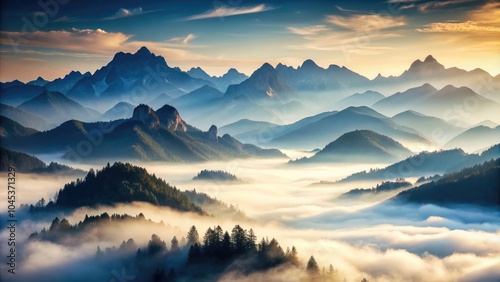 Mist hovering over majestic mountain range , mist, fog, mountains, nature, landscape, beauty, scenic, stillness