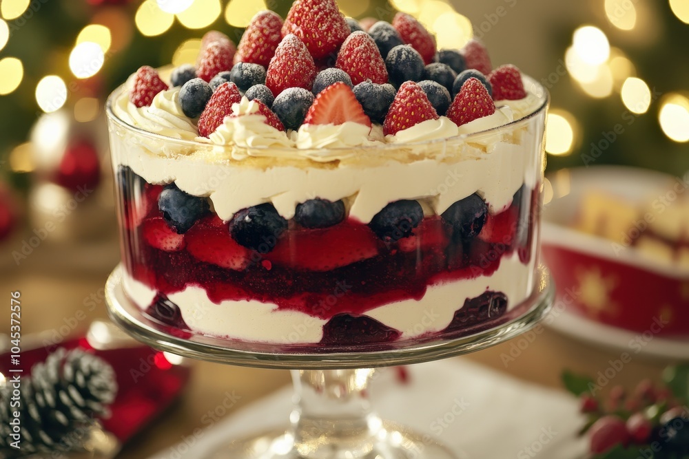 Trifle. British Berry Trifle Dessert with Layers of Cake, Cream, and Cheese Trifle. British Berry Trifle Dessert with Layers of Cake, Cream, and Cheese