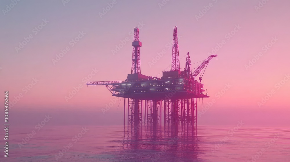 Vibrant Oil Platform Scene During Calm Day Vibrant Oil Platform Scene During Calm Day