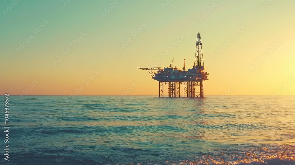 Vibrant Oil Platform Scene on a Calm Day Vibrant Oil Platform Scene on a Calm Day