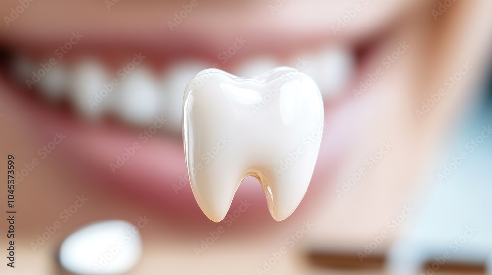 Close-up of a Tooth with Healthy Smile Background