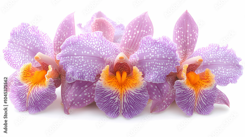 Obraz premium A delicate close-up of a blooming cattleya orchid in a spring garden, showcasing the beauty of nature with its bright petals .