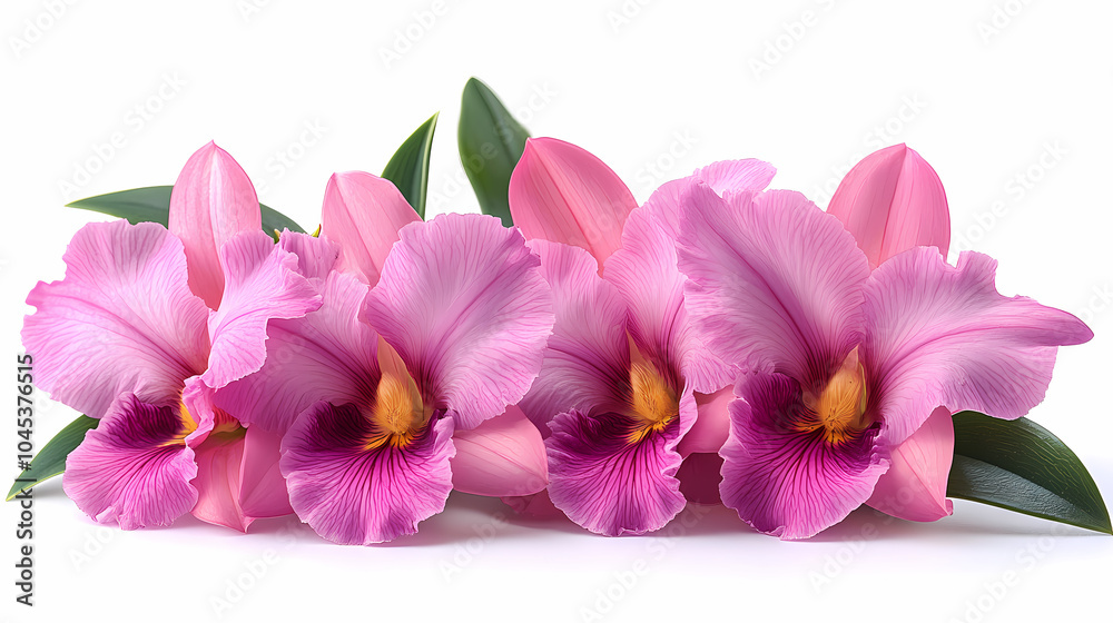 Obraz premium A delicate close-up of a blooming cattleya orchid in a spring garden, showcasing the beauty of nature with its bright petals .