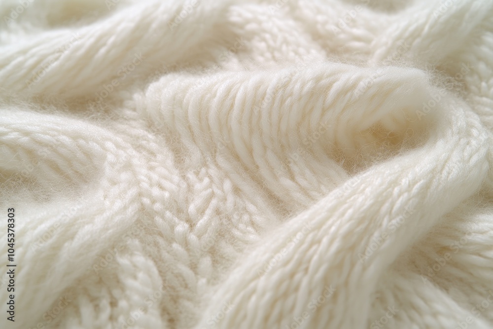 Close-up of Soft White Knitted Fabric Texture Close-up of Soft White Knitted Fabric Texture