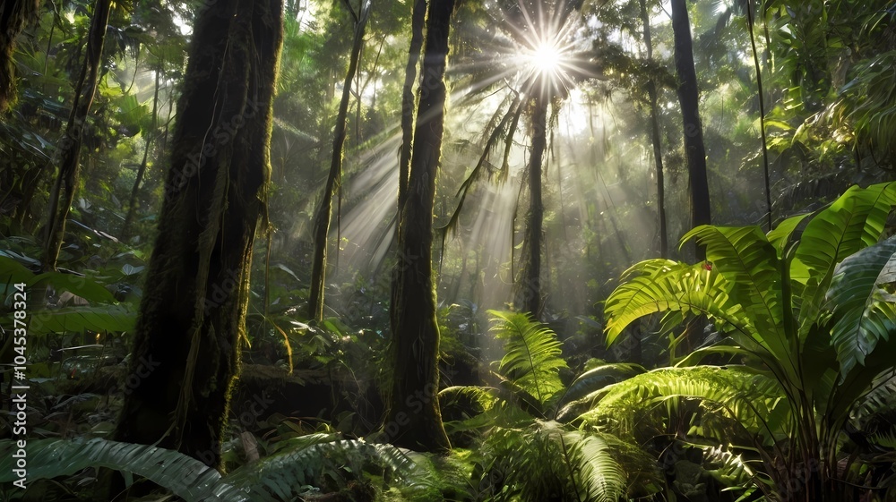 Naklejka premium tropical forest in the morning