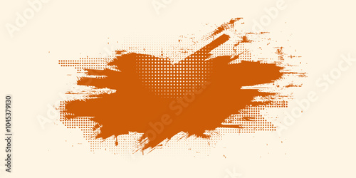 Vintage Grunge Background With halftone Pattern, Offer Button, Photo Frame, Grungy Shape, Old Style Brush With paintbrush, splash, spray, ink splatter and paint marks. artistic graphic box, black blot