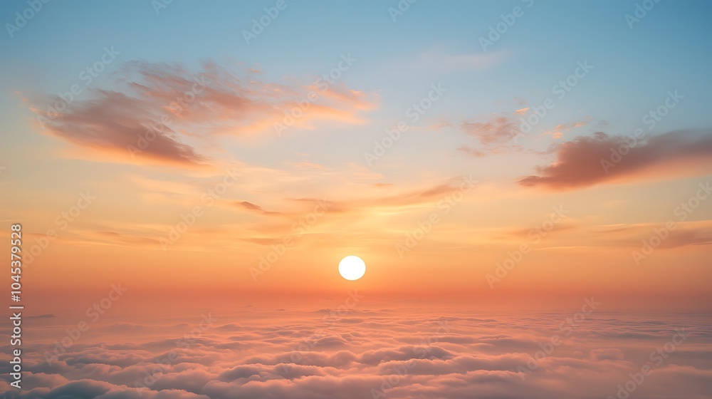 Breathtaking sunrise over a sea of clouds a serene moment captured in nature's embrace Breathtaking sunrise over a sea of clouds a serene moment captured in nature's embrace