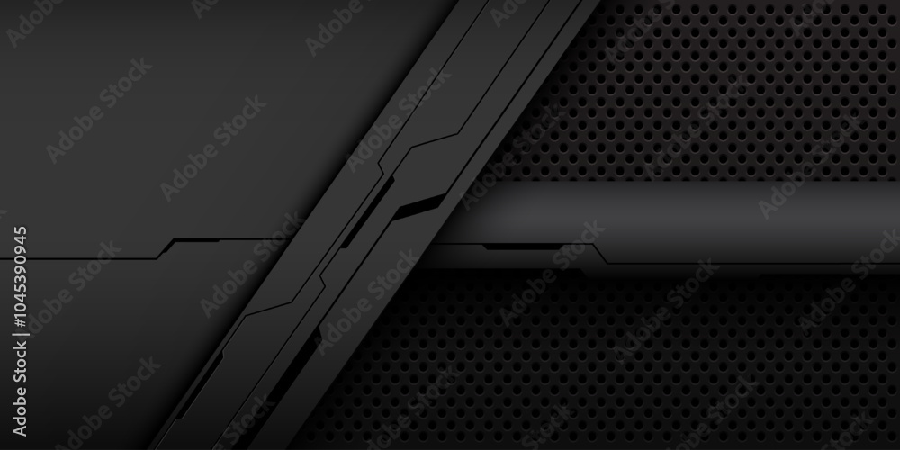 Abstract dark grey metallic black line cyber futuristic technology circle mesh geometric design modern background vector Abstract dark grey metallic black line cyber futuristic technology circle mesh geometric design modern background vector
