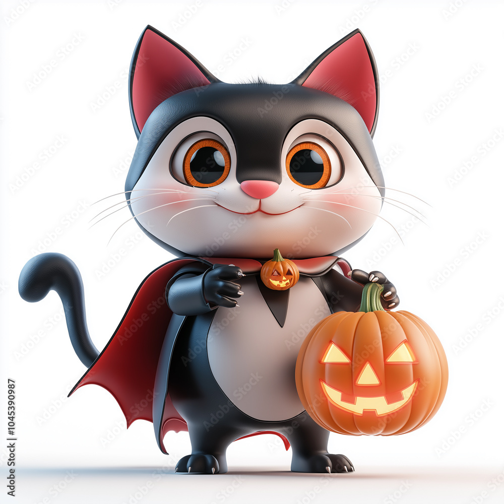 A cat holding pumpkin isolation, Illustration. A cat holding pumpkin isolation, Illustration.