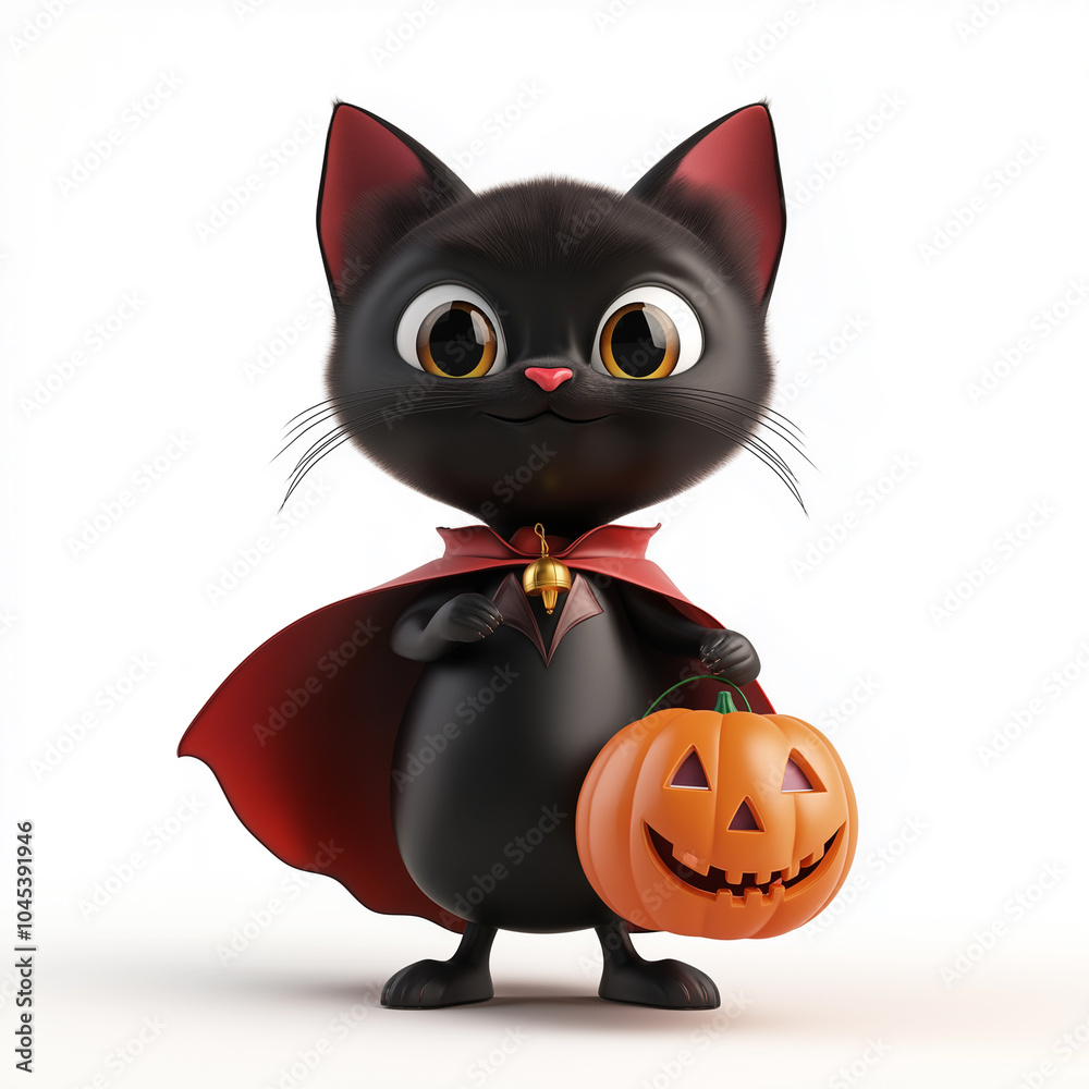 A cat holding pumpkin isolation, Illustration. A cat holding pumpkin isolation, Illustration.