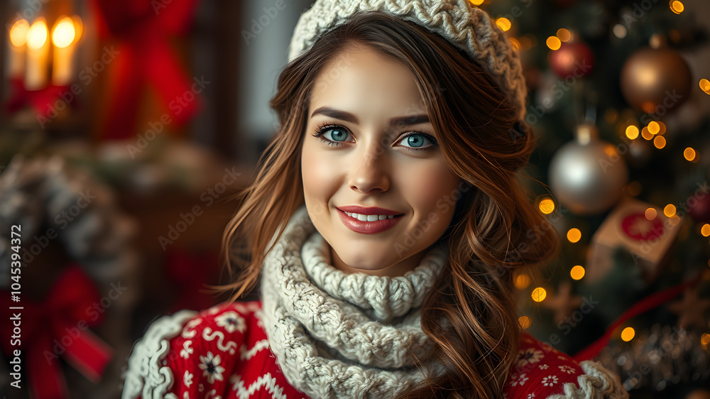 Portrait of a woman preparing for Christmas Portrait of a woman preparing for Christmas