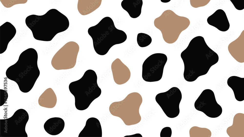 Abstract black and brown cow skin texture or cow print pattern vector. Animal print, repeat pattern design. Abstract black and brown cow skin texture or cow print pattern vector. Animal print, repeat pattern design.