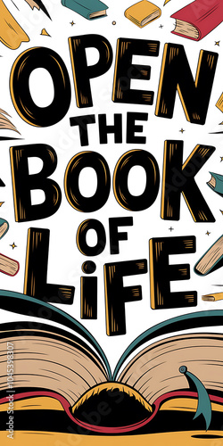 Open book with yellow and black colors  vintage style  knowledge and wisdom  new beginnings   