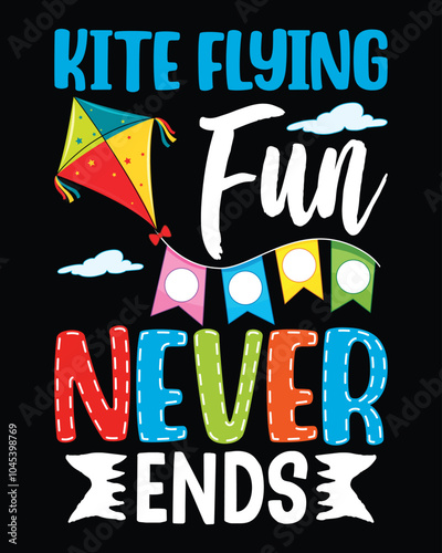 Custom Kite Flying T-Shirt Design Eps File