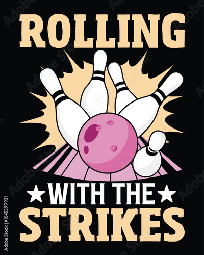 Custom Bowling T-Shirt Design Eps File photo