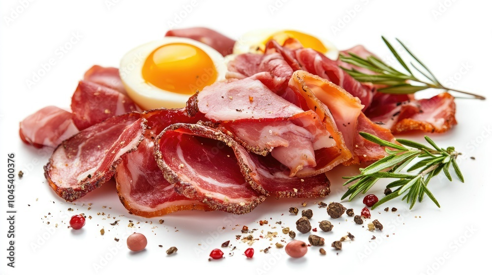 Delicious Strammer Max with ham and eggs, isolated on a white background. Delicious Strammer Max with ham and eggs, isolated on a white background.