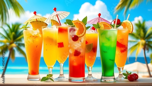 Refreshing tropical fruit cocktails for a vibrant and festive New Year celebration.