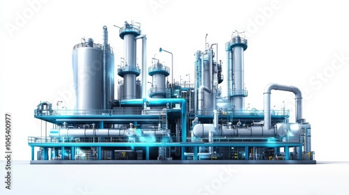 CO2 scrubbing technology, chemical absorption equipment, isolated, white background, futuristic design