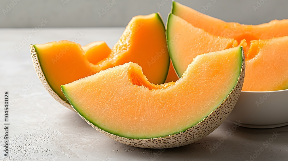 Delightful summer treat fresh cantaloupe melon slices perfect for refreshing snacking and healthy desserts Delightful summer treat fresh cantaloupe melon slices perfect for refreshing snacking and healthy desserts