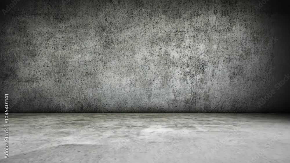 A concrete wall and floor in a dark room