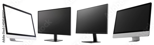 Cuadro en lienzo A collection of modern computer monitors showcasing diverse designs and displays, isolated on a white background for clarity