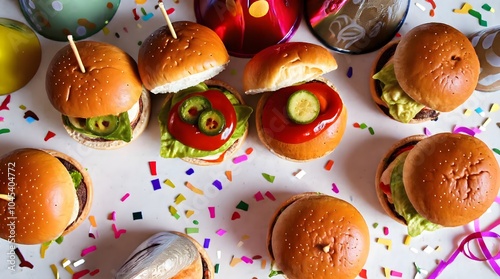 Irresistible mini burgers with assorted toppings for New Year celebrations and festive gatherings